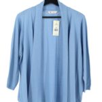 Błękitny damski kardigan narzutka bez zapięcia Love Knitwear rozmiar 48 przód