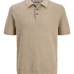Polo dzianinowe bawełna premium Jack & Jones detal kołnierzyka przód
