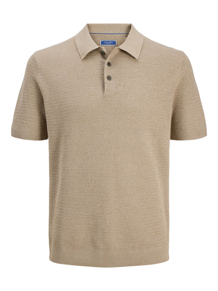 Polo dzianinowe bawełna premium Jack & Jones detal kołnierzyka przód