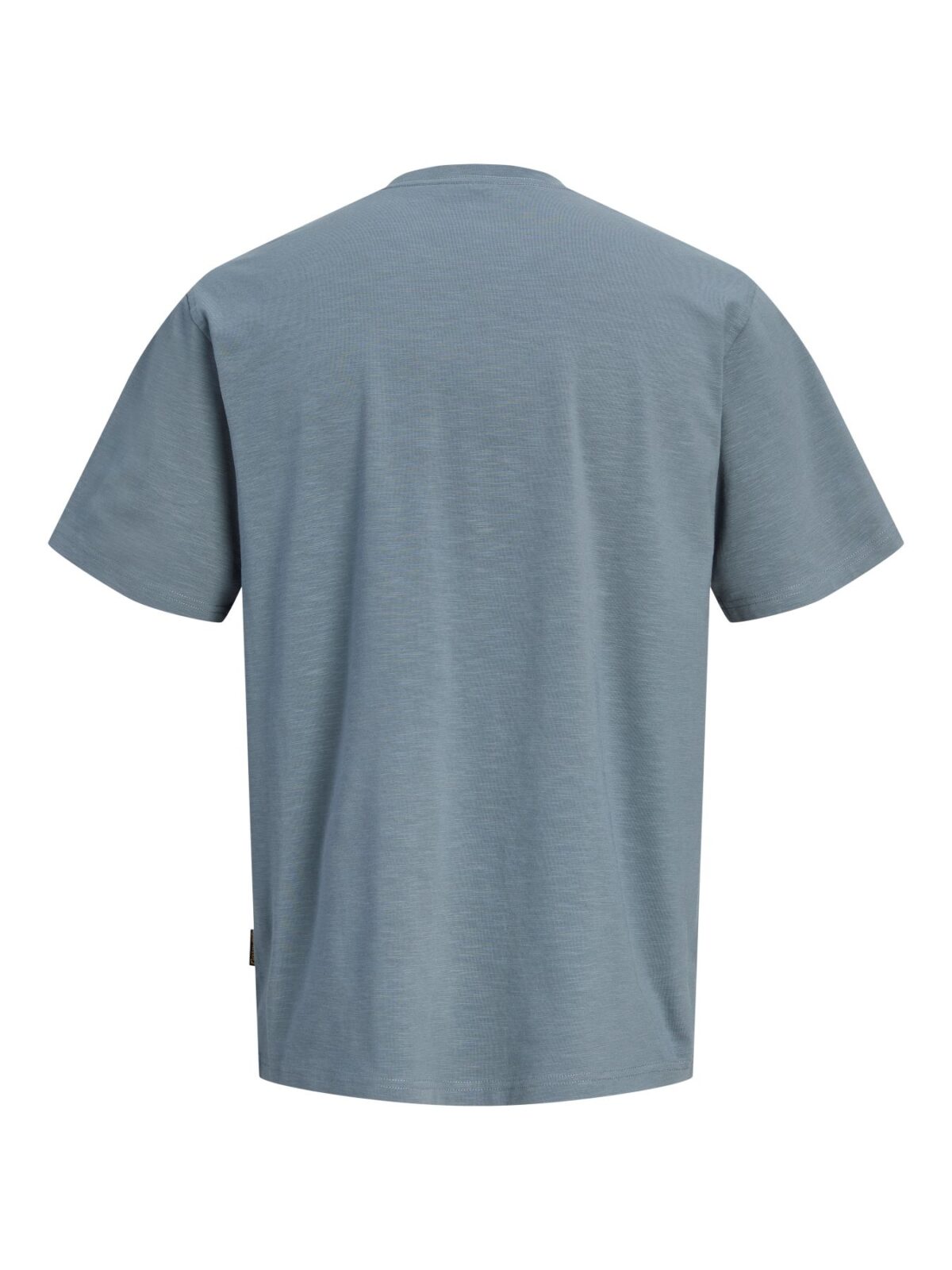 Tył niebieskiej koszulki męskiej bawełnianej Jack & Jones krótki rękaw.