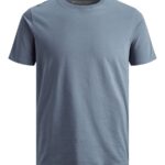 T-shirt męski gładki Jack & Jones w kolorze szaroniebieskim przód.