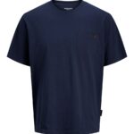 Granatowy t-shirt męski z kieszonką Jack & Jones przód.