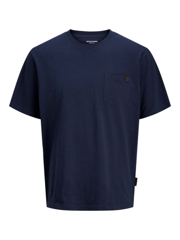 Granatowy t-shirt męski z kieszonką Jack & Jones przód.