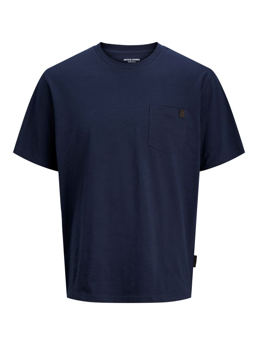 granatowy t-shirt przód Granatowy t-shirt męski z kieszonką Jack & Jones przód.