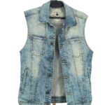 Męska kamizelka jeansowa acid wash Zara Man z kołnierzykiem przód.
