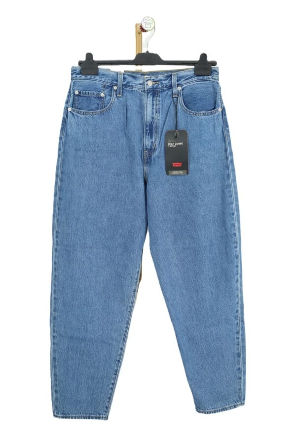 Błękitne spodnie Levis damskie damskie jeansowe z wysokim stanem Levi's High Loose Taper przód.